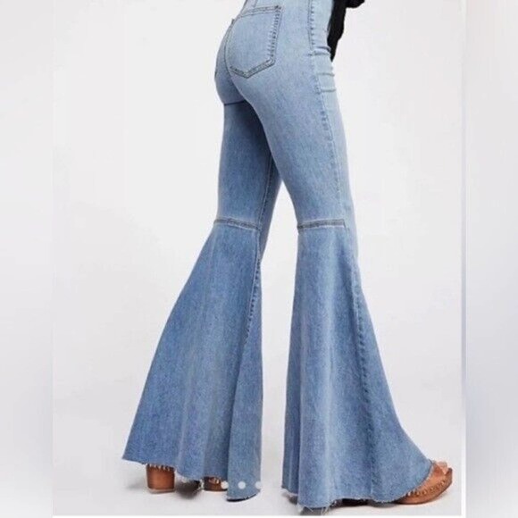 Free People Denim - Free People Just Float On Flare Jeans Size 29 Bell Bottom Puddle High Rise